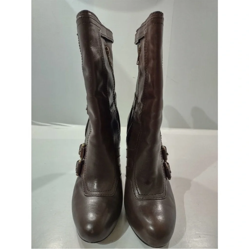 COACH Marsha Mid-Calf Chestnut Brown Leather High Heel Boots Women's Size 8 - Picture 7 of 8